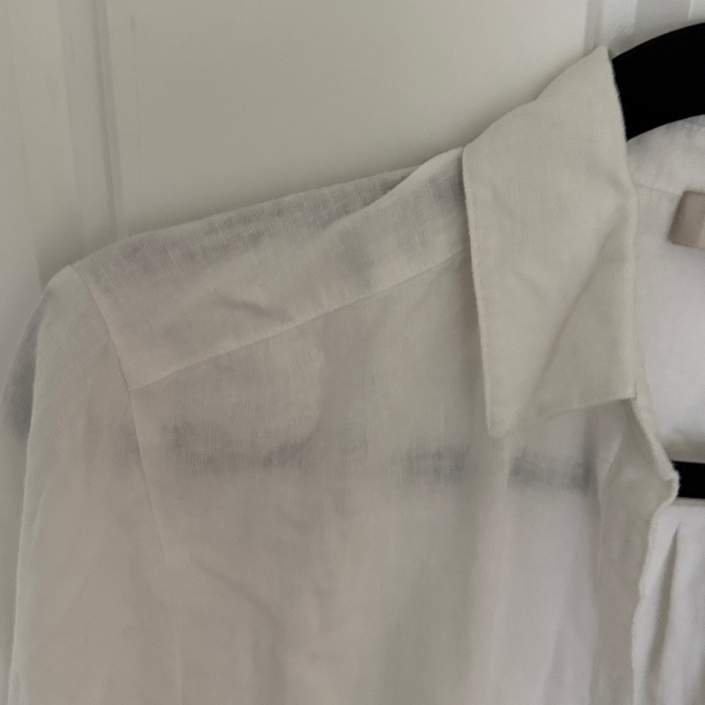 ☀️LOFT Linen White Blouse with Collar - Picture 5 of 6